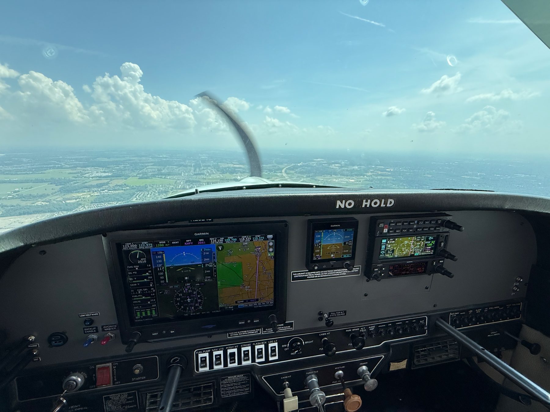 Garmin G3X glass panel in the Crossroads Aviators Cheetah, en route to KHFY