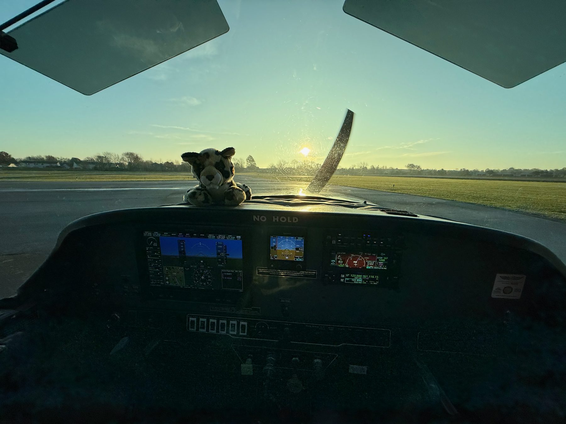 Sunrise over the panel before departure from KHFY
